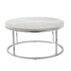 Steve Silver Eden White Marble Top Round Coffee Table