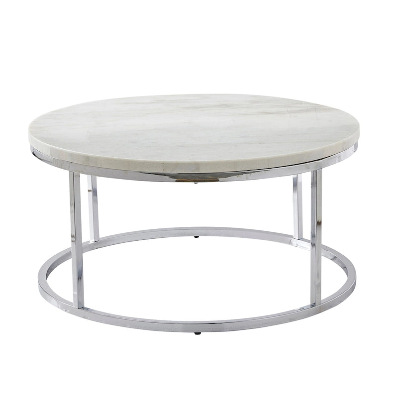Steve Silver Eden White Marble Top Round Coffee Table