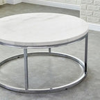 Steve Silver Eden White Marble Top Round Coffee Table