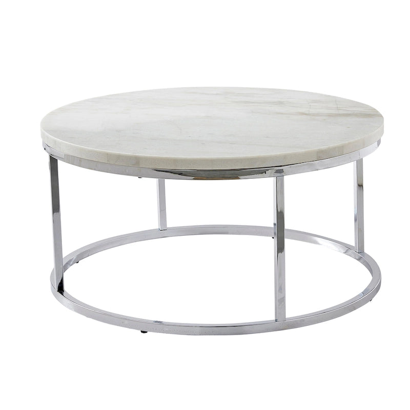 Steve Silver Eden White Marble Top Round Coffee Table