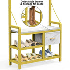 Hall Tree with Bench, Can Divided into freestanding Shoe Bench and Wall Rack