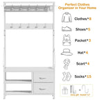 Hall Tree with Bench, Can Divided into freestanding Shoe Bench and Wall Rack