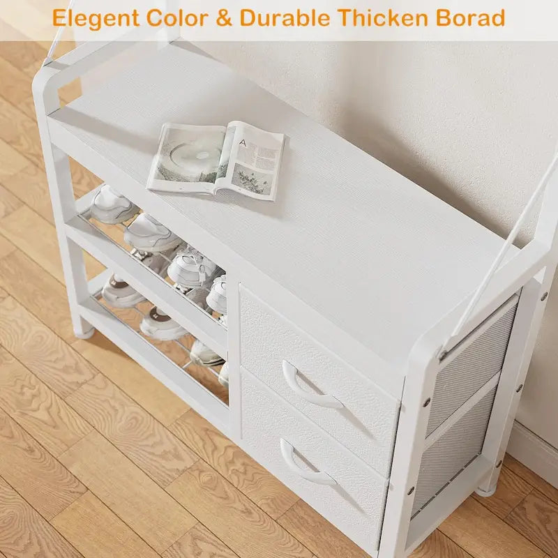 Hall Tree with Bench, Can Divided into freestanding Shoe Bench and Wall Rack