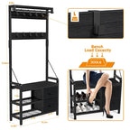 Hall Tree with Bench, Can Divided into freestanding Shoe Bench and Wall Rack