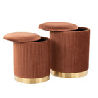 Silver Orchid Corday Contemporary Pleated Nesting Ottoman Set