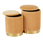 Silver Orchid Corday Contemporary Pleated Nesting Ottoman Set