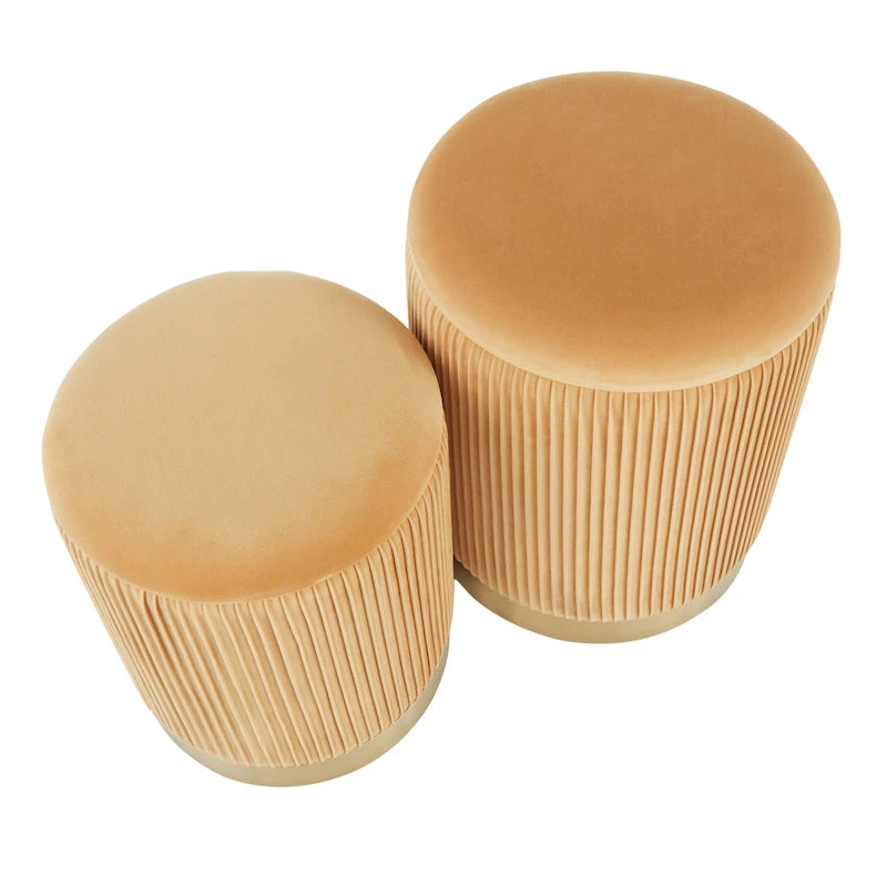 Silver Orchid Corday Contemporary Pleated Nesting Ottoman Set