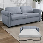 Mixoy Pull Out 2 in 1 Sleeper Sofa Bed with Mattress,Convertible Upholstered Loveseat with Nailhead