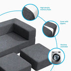 Mixoy Queen Convertible Velvet Futon Sofa Bed with 3 Ottomans,Memory Foam,Foldable Mattress Floor Couch Sofa