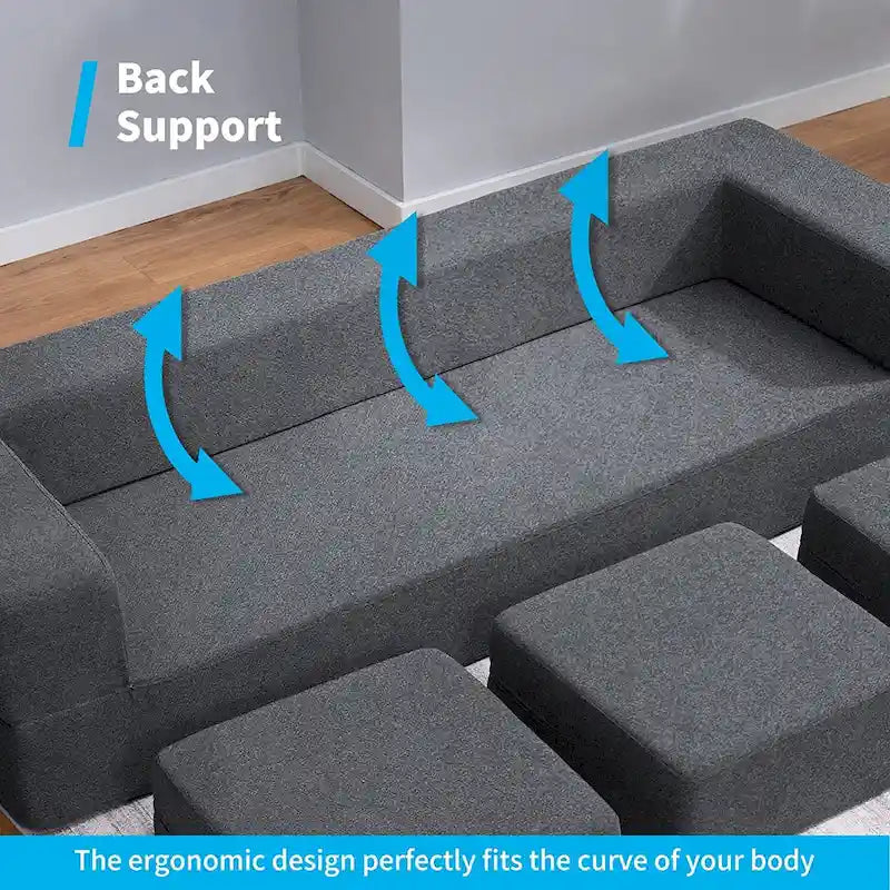 Mixoy Queen Convertible Velvet Futon Sofa Bed with 3 Ottomans,Memory Foam,Foldable Mattress Floor Couch Sofa