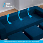 Mixoy Queen Convertible Velvet Futon Sofa Bed with 3 Ottomans,Memory Foam,Foldable Mattress Floor Couch Sofa