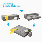 Mixoy Queen Convertible Velvet Futon Sofa Bed with 3 Ottomans,Memory Foam,Foldable Mattress Floor Couch Sofa