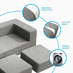 Mixoy Queen Convertible Velvet Futon Sofa Bed with 3 Ottomans,Memory Foam,Foldable Mattress Floor Couch Sofa