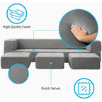 Mixoy Queen Convertible Velvet Futon Sofa Bed with 3 Ottomans,Memory Foam,Foldable Mattress Floor Couch Sofa