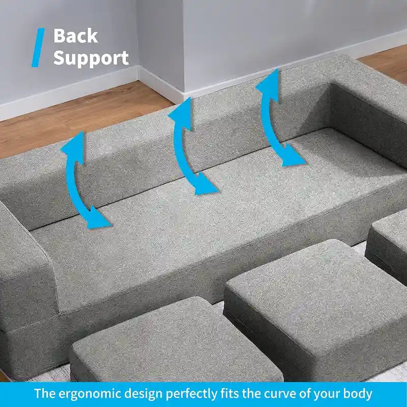 Mixoy Queen Convertible Velvet Futon Sofa Bed with 3 Ottomans,Memory Foam,Foldable Mattress Floor Couch Sofa