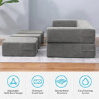 Mixoy Queen Convertible Velvet Futon Sofa Bed with 3 Ottomans,Memory Foam,Foldable Mattress Floor Couch Sofa