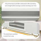 TV Stand with Fluted Glass, Entertainment Center for TVs Up to 70, Faux Marble Top TV Console Table with Gold Frame Base