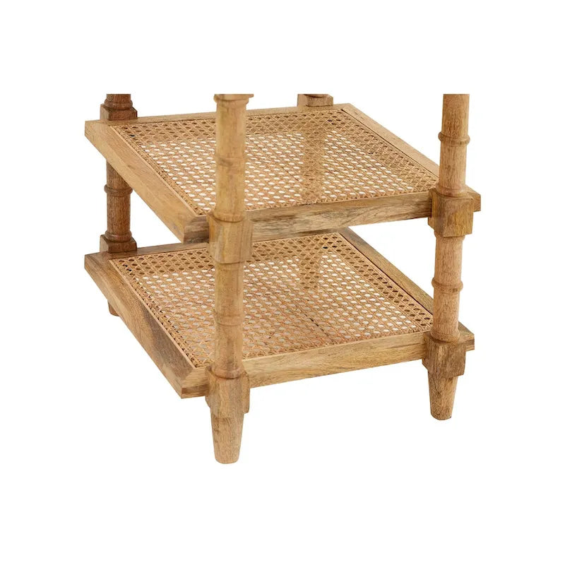 Carolina Living Chesterfield Wood & Cane 3 Shelf Side Table - Natural