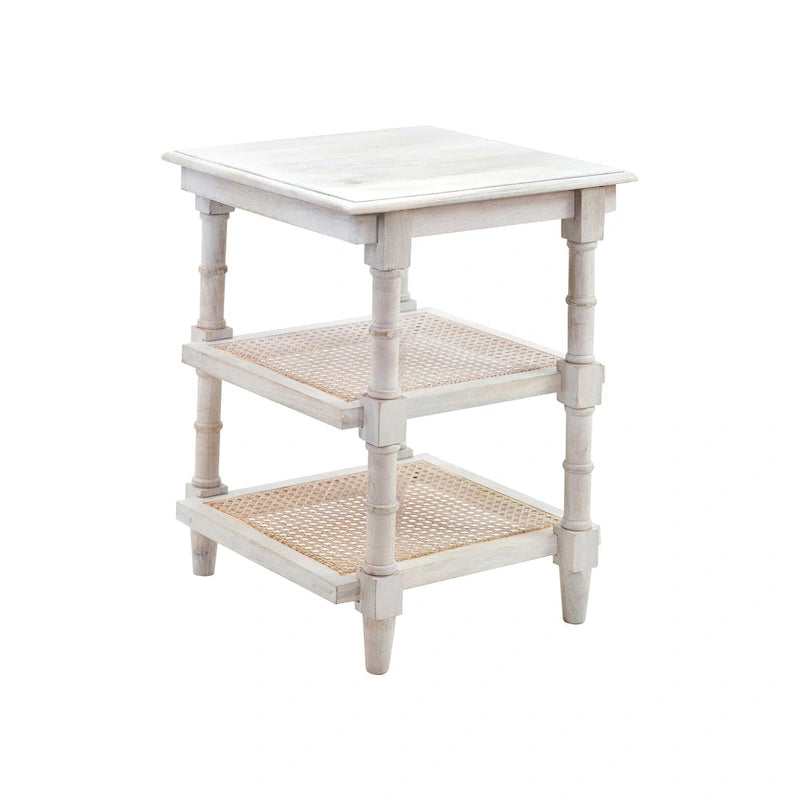 Carolina Living Chesterfield Wood & Cane 3 Shelf Side Table - Natural