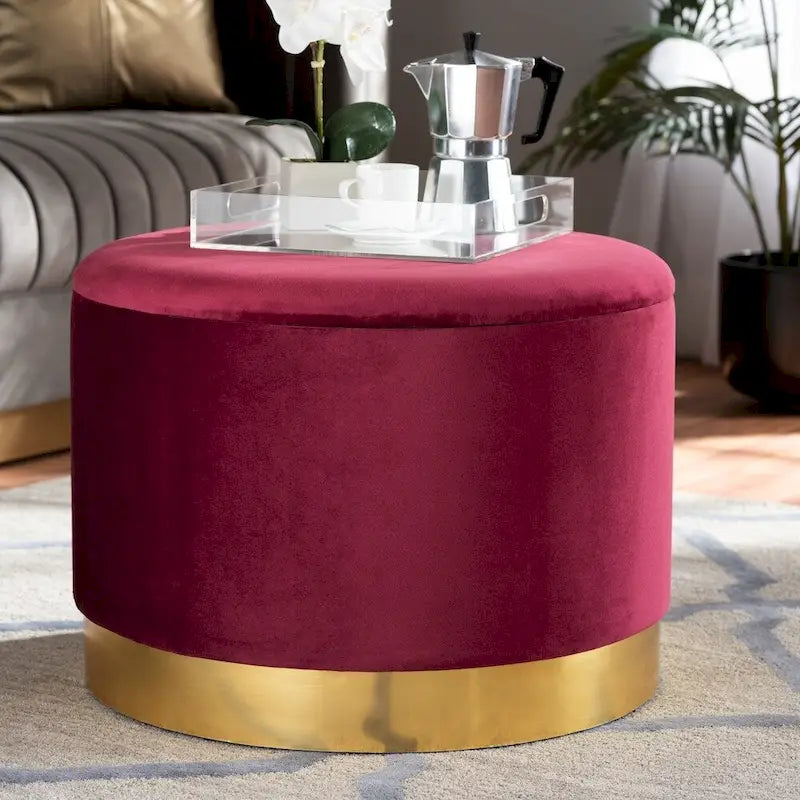 Marisa Glam and Luxe Upholstered Storage Ottoman