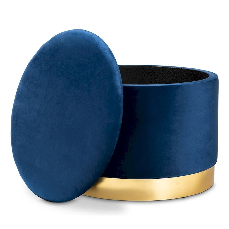 Marisa Glam and Luxe Upholstered Storage Ottoman