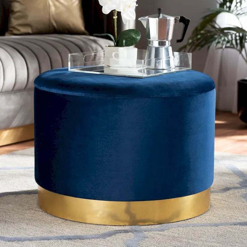 Marisa Glam and Luxe Upholstered Storage Ottoman