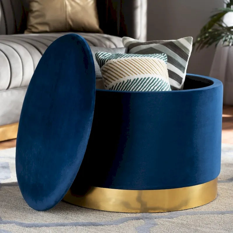 Marisa Glam and Luxe Upholstered Storage Ottoman