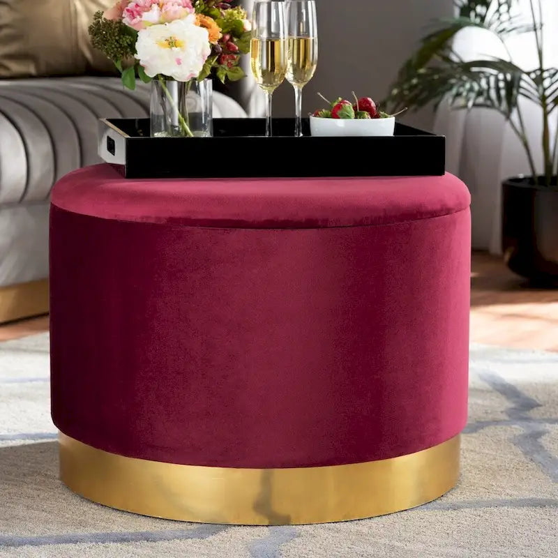 Marisa Glam and Luxe Upholstered Storage Ottoman