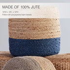 Juniper Home Saba Round Ombre Jute Pouf Ottoman/Foot Stool