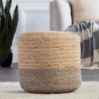 Juniper Home Saba Round Ombre Jute Pouf Ottoman/Foot Stool