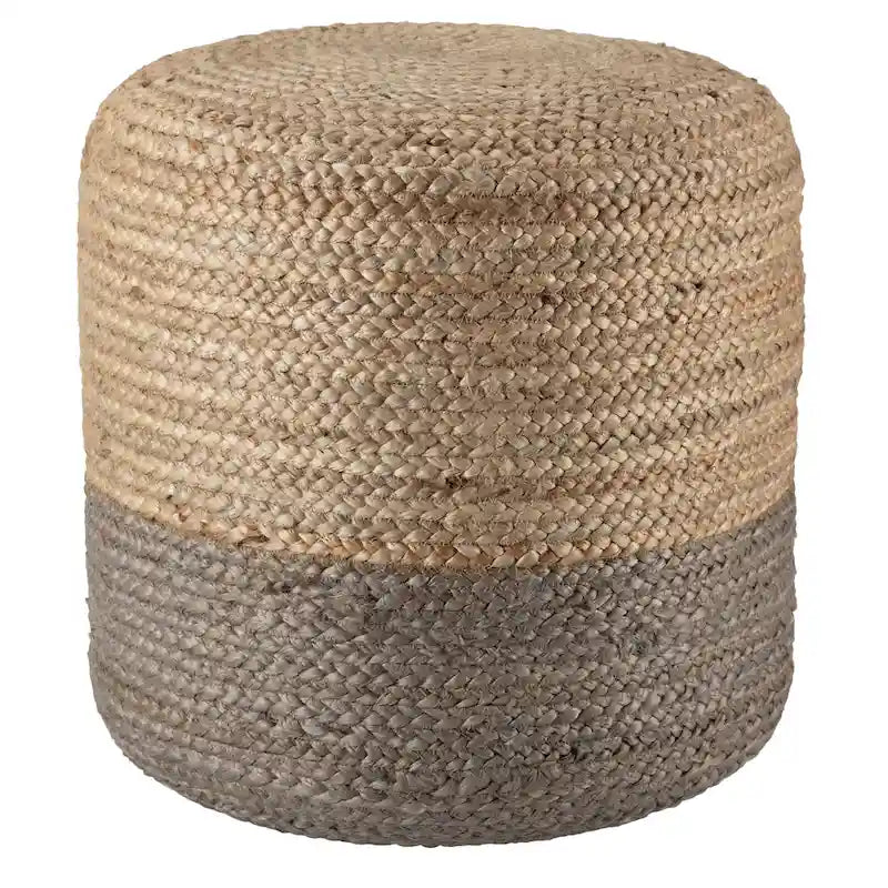 Juniper Home Saba Round Ombre Jute Pouf Ottoman/Foot Stool