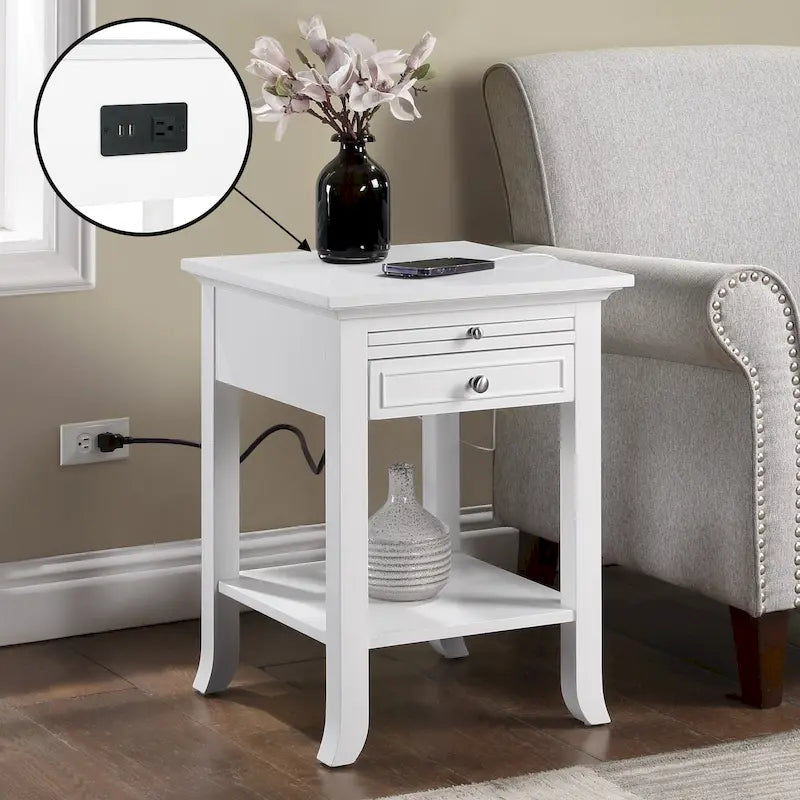 American Heritage Logan 1 Drawer End Table with Charging Station and Pull-Out Shelf