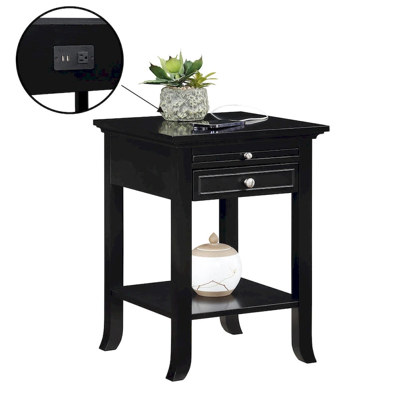 American Heritage Logan 1 Drawer End Table with Charging Station and Pull-Out Shelf