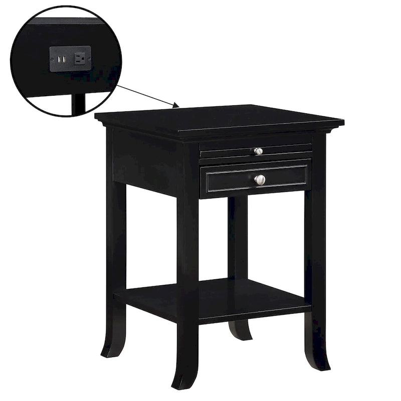 American Heritage Logan 1 Drawer End Table with Charging Station and Pull-Out Shelf