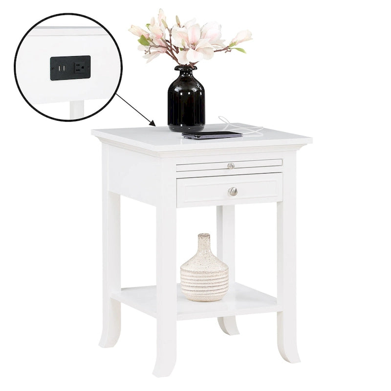 American Heritage Logan 1 Drawer End Table with Charging Station and Pull-Out Shelf