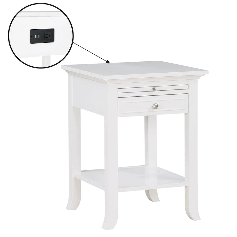 American Heritage Logan 1 Drawer End Table with Charging Station and Pull-Out Shelf