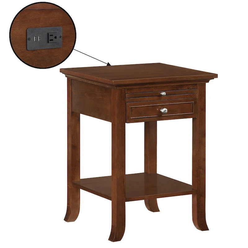 American Heritage Logan 1 Drawer End Table with Charging Station and Pull-Out Shelf