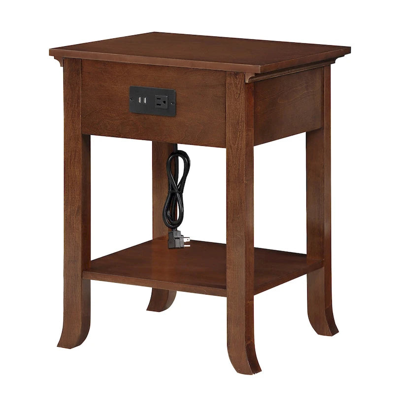 American Heritage Logan 1 Drawer End Table with Charging Station and Pull-Out Shelf