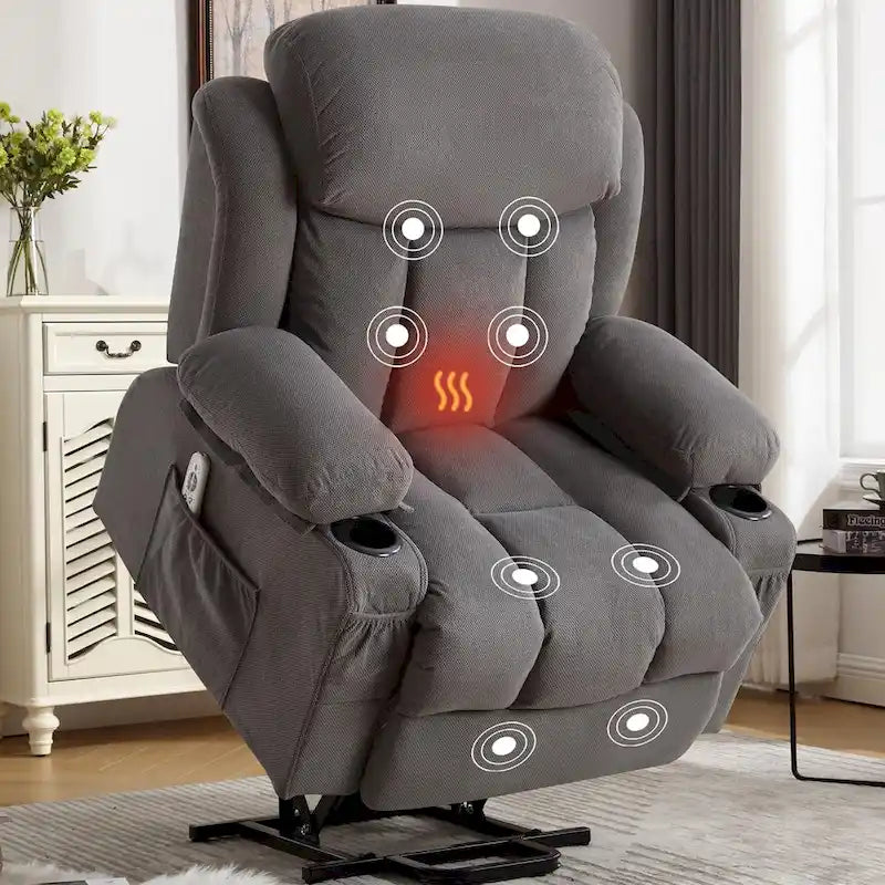Power Lift Chairs Recliners, Heat & Massage, USB Port, Remote Control