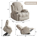Power Lift Chairs Recliners, Heat & Massage, USB Port, Remote Control