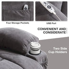 Power Lift Chairs Recliners, Heat & Massage, USB Port, Remote Control