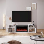 Clihome 36 Electric Fireplace High Gloss 70 TV Stand