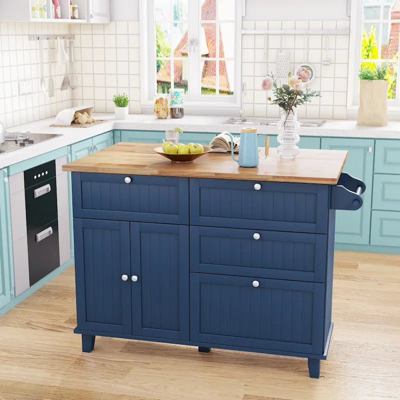 Farmhouse Kitchen Island Set with Drop Leaf