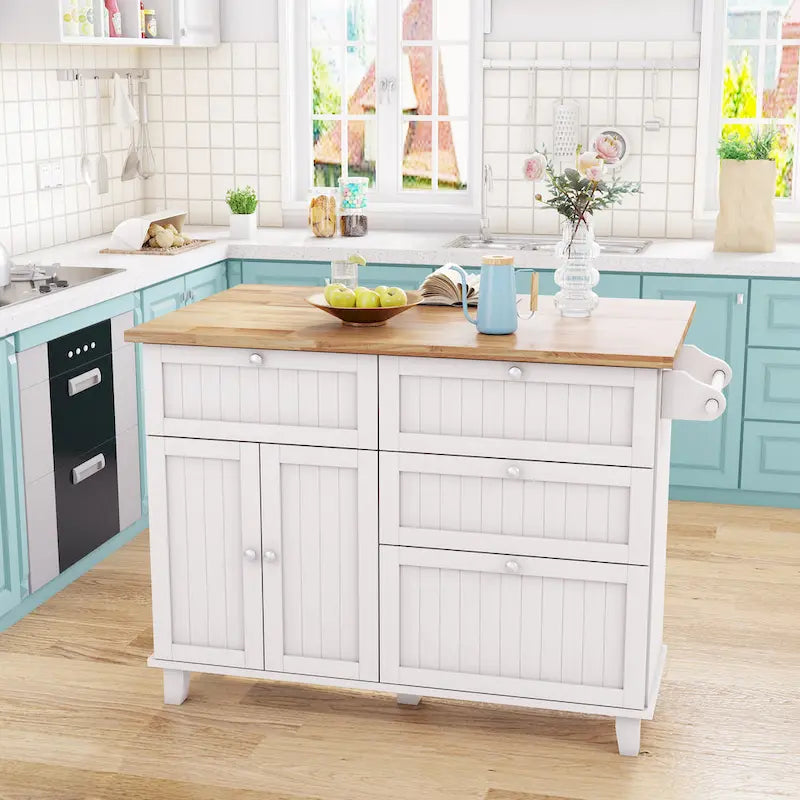 Farmhouse Kitchen Island Set with Drop Leaf
