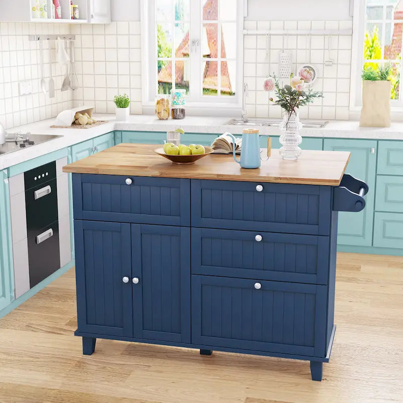 Farmhouse Kitchen Island Set with Drop Leaf