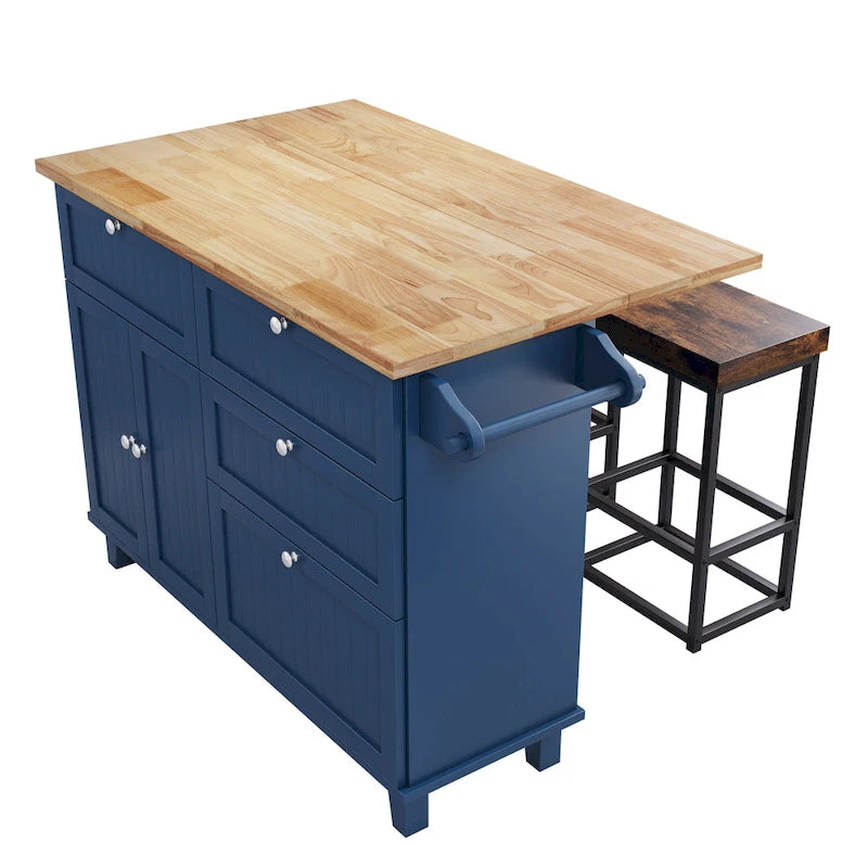 Farmhouse Kitchen Island Set with Drop Leaf