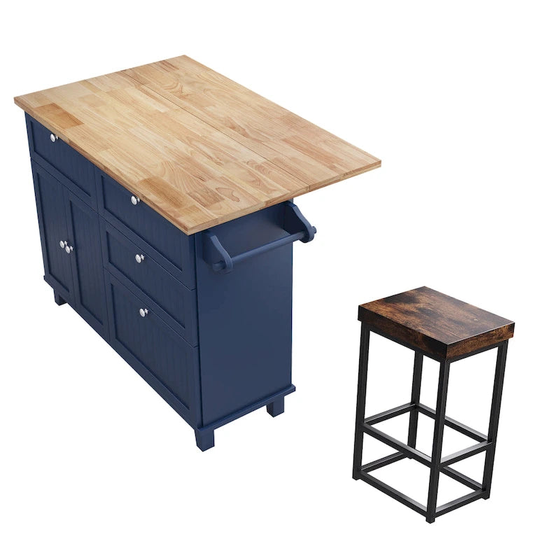 Farmhouse Kitchen Island Set with Drop Leaf