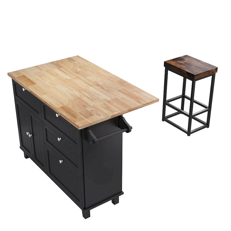 Farmhouse Kitchen Island Set with Drop Leaf