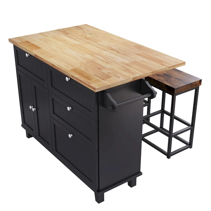 Farmhouse Kitchen Island Set with Drop Leaf