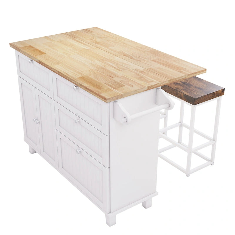 Farmhouse Kitchen Island Set with Drop Leaf